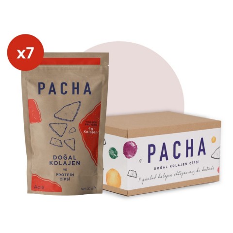 PACHA | Doğal Kolajen ve Protein Cipsi | Acılı | 7’li Paket