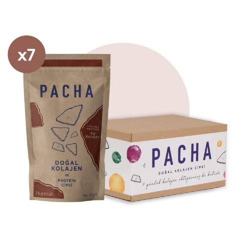 PACHA | Doğal Kolajen ve Protein Cipsi | Hurmalı | 7’li Paket