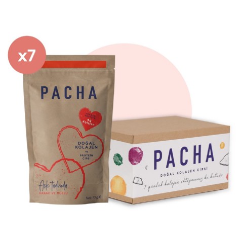 PACHA | Doğal Kolajen ve Protein Cipsi | Kakao ve Muzlu | 7’li Paket